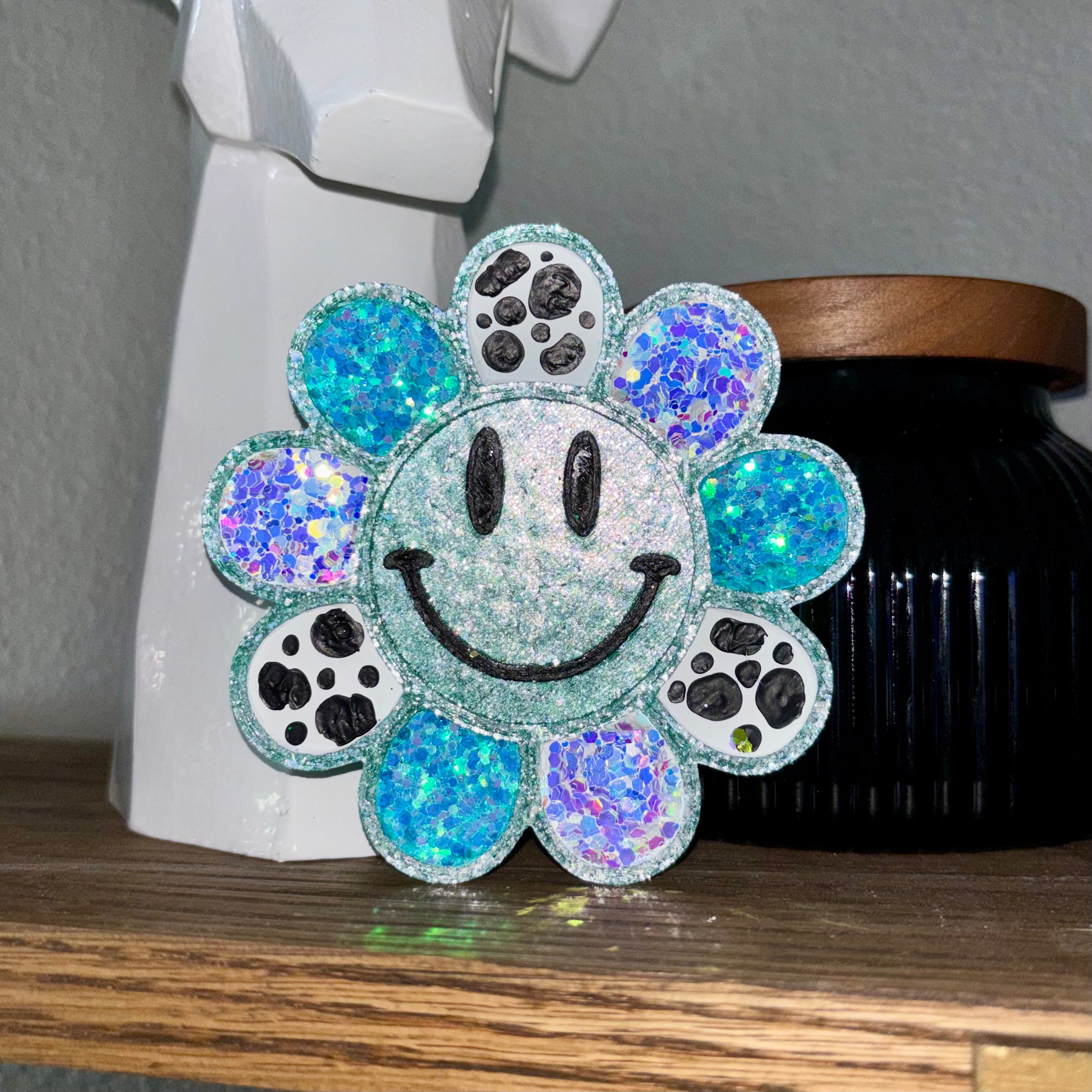 teal flower smiley