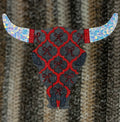 black + red coquette bull skull