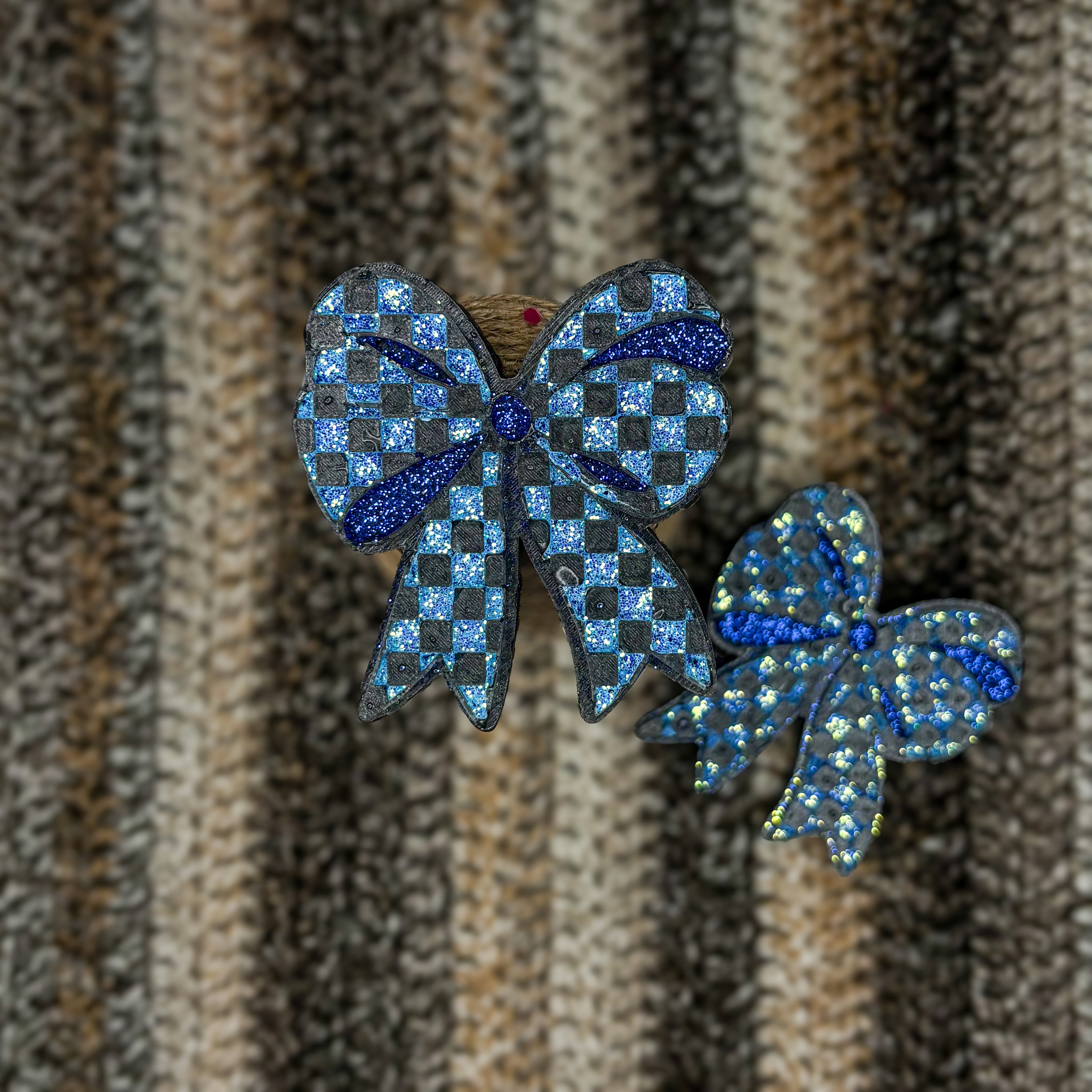 blue checker bows